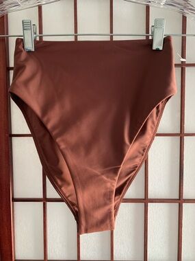 NWOT Express Body Contour Swim High-Waist Chocolate Brown Bikini Bottoms Size XS